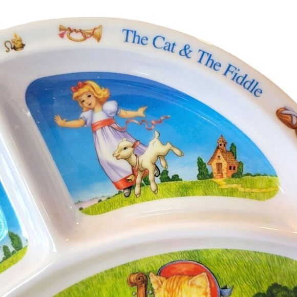 Zak Designs Nursery Rhyme "Hey, Diddle, Diddle" Children's  Melamine Plate & Cup - Picture 6 of 11